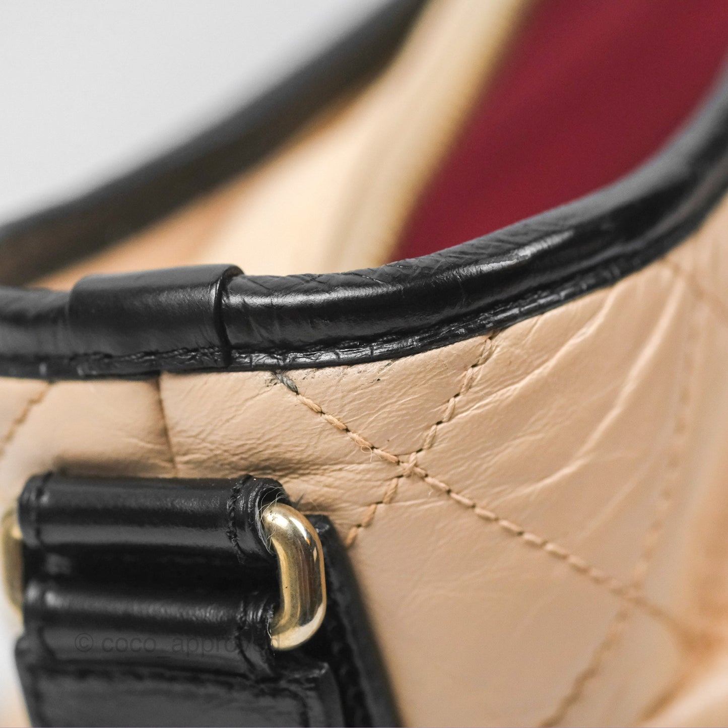 Chanel Large Gabrielle Hobo Black Beige Aged Calfskin Mixed Hardware