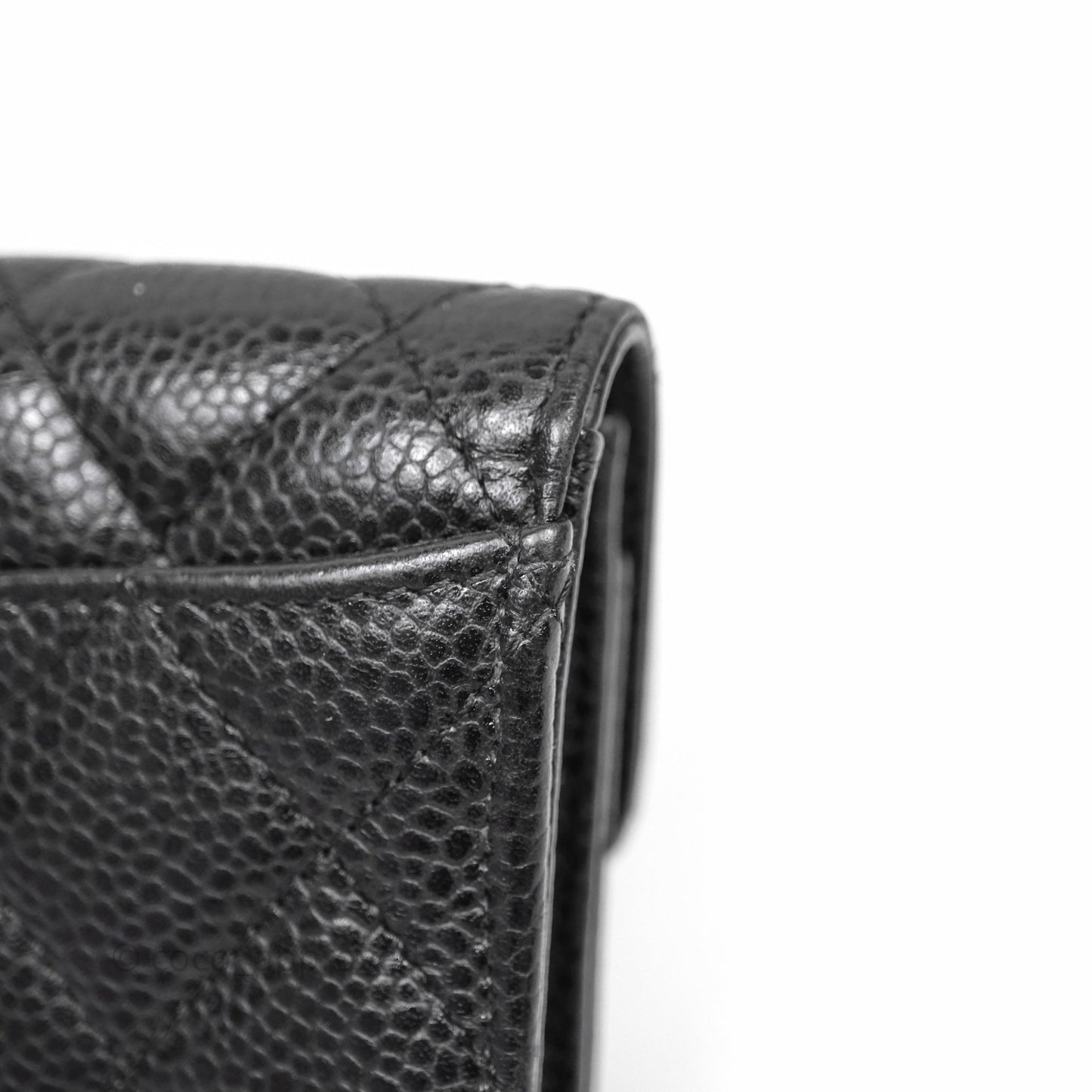Chanel Quilted Flap Card Holder Black Caviar Silver Hardware