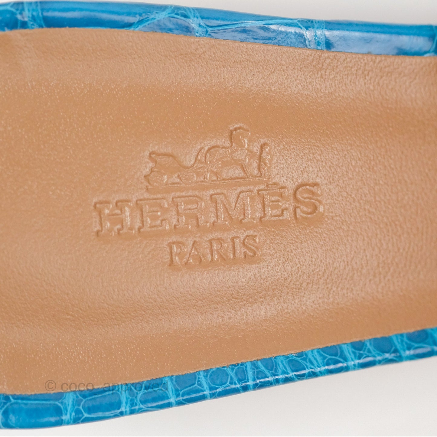 Hermes Oasis Sandals Croc Bleu Lzmir Size 36.5