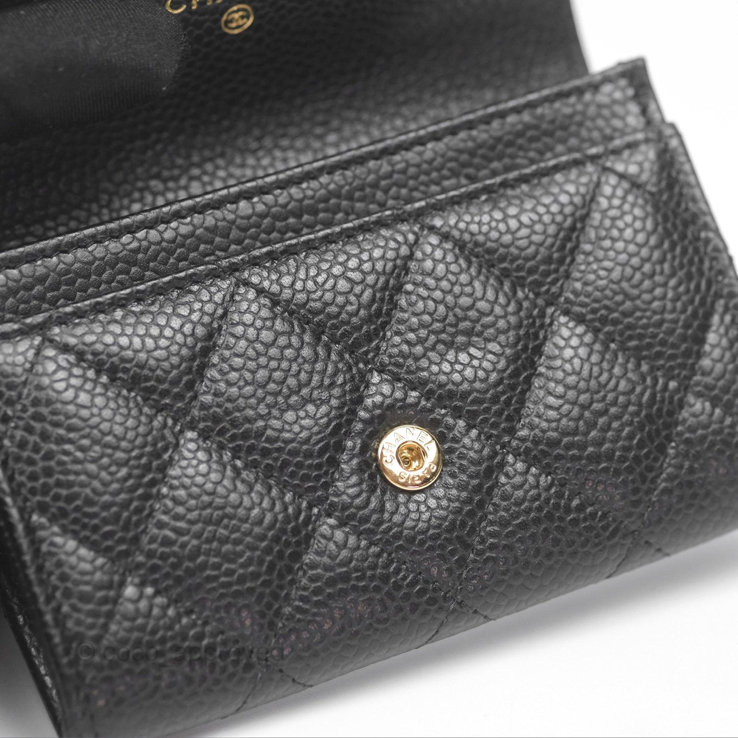 Chanel Quilted Flap Card Holder Caviar Black Gold Hardware