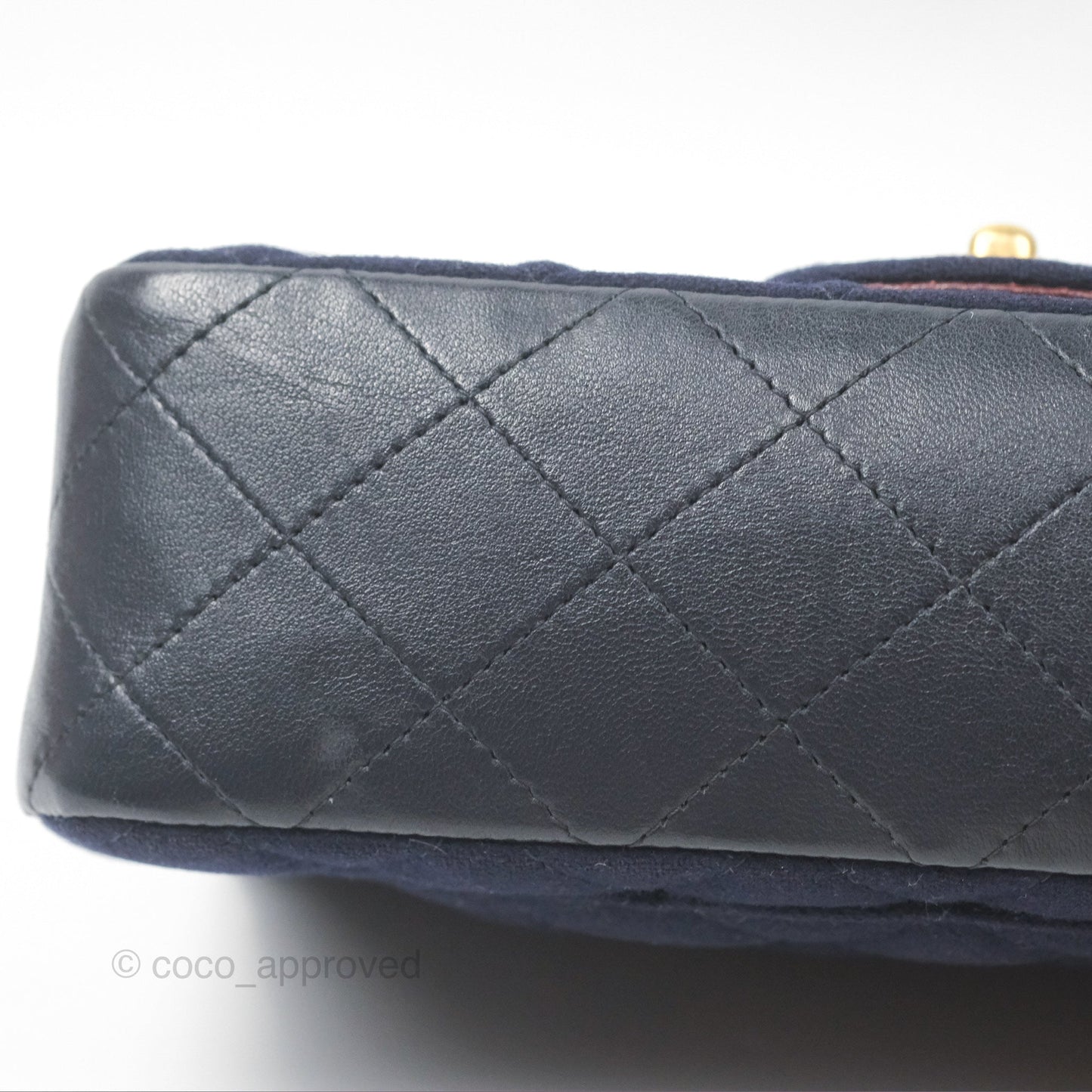Chanel Mini Charms Rectangular Flap Navy Wool Aged Gold Hardware 18C