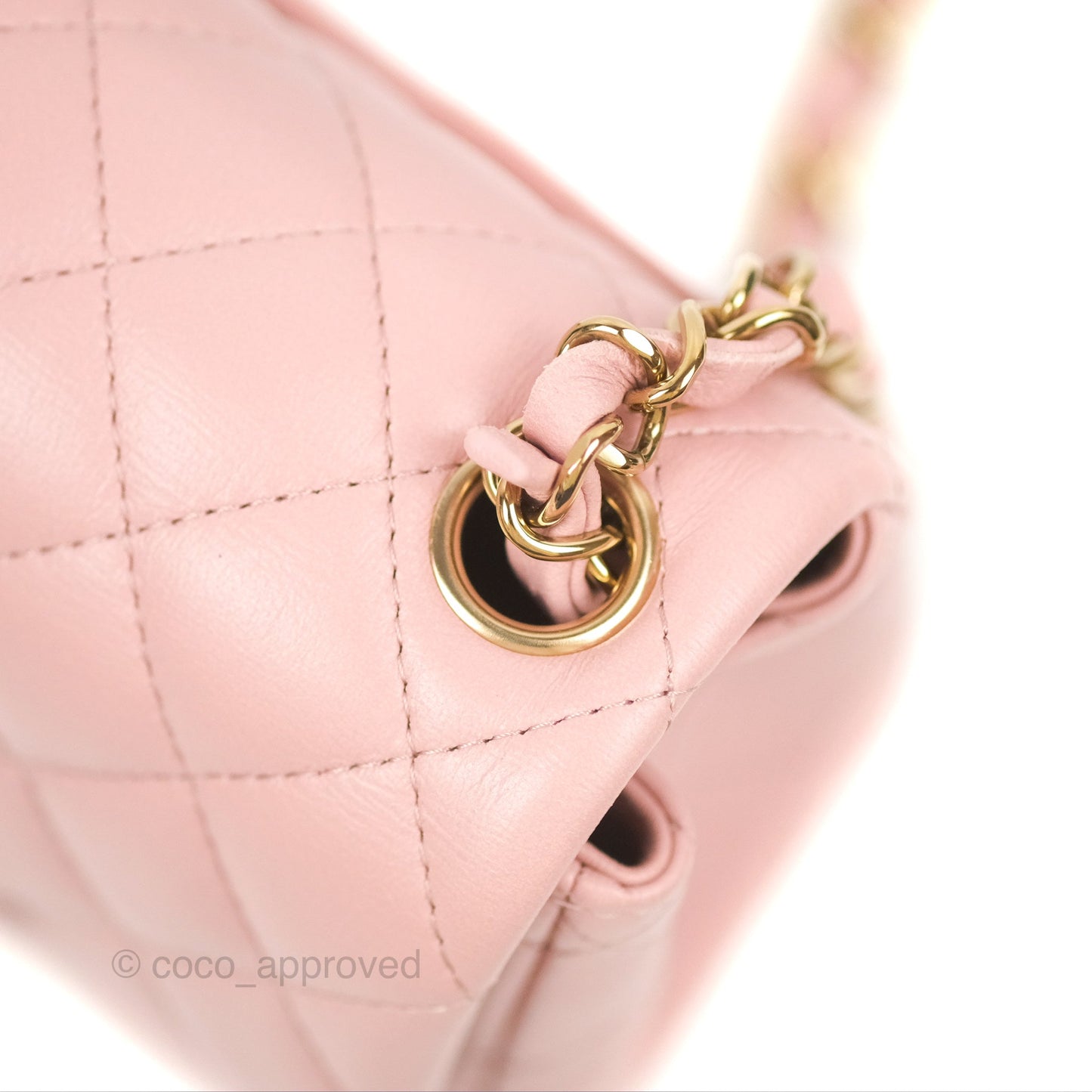 Chanel Quilted Mini Square Flap Pink Lambskin Gold Hardware