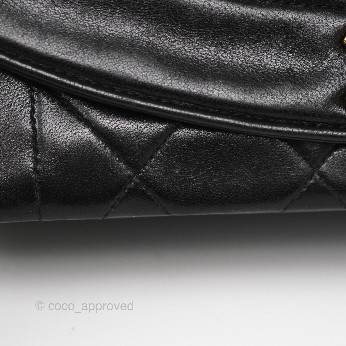 Chanel Vintage Small Classic Diana Quilted Black Lambskin 24K Gold Hardware