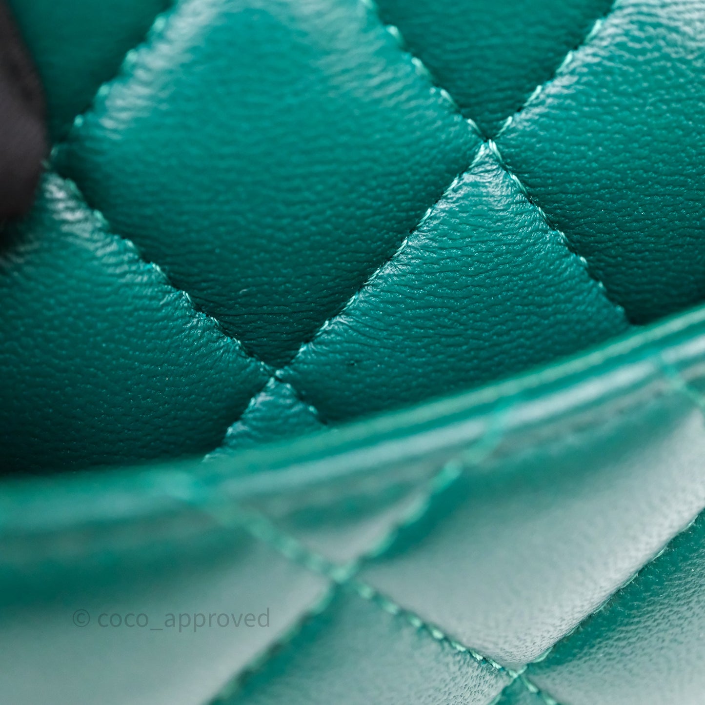 Chanel Medium Classic Flap Quilted Dark Green Lambskin Silver Hardware