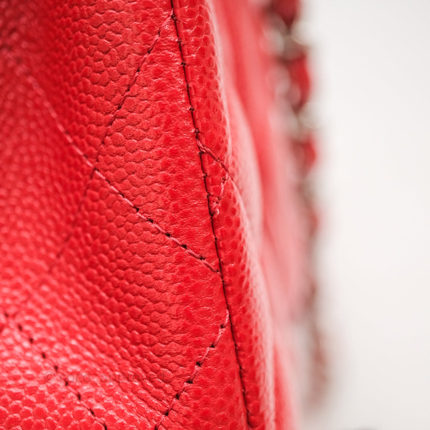 Chanel Small Classic Flap Quilted Red Caviar Silver Hardware