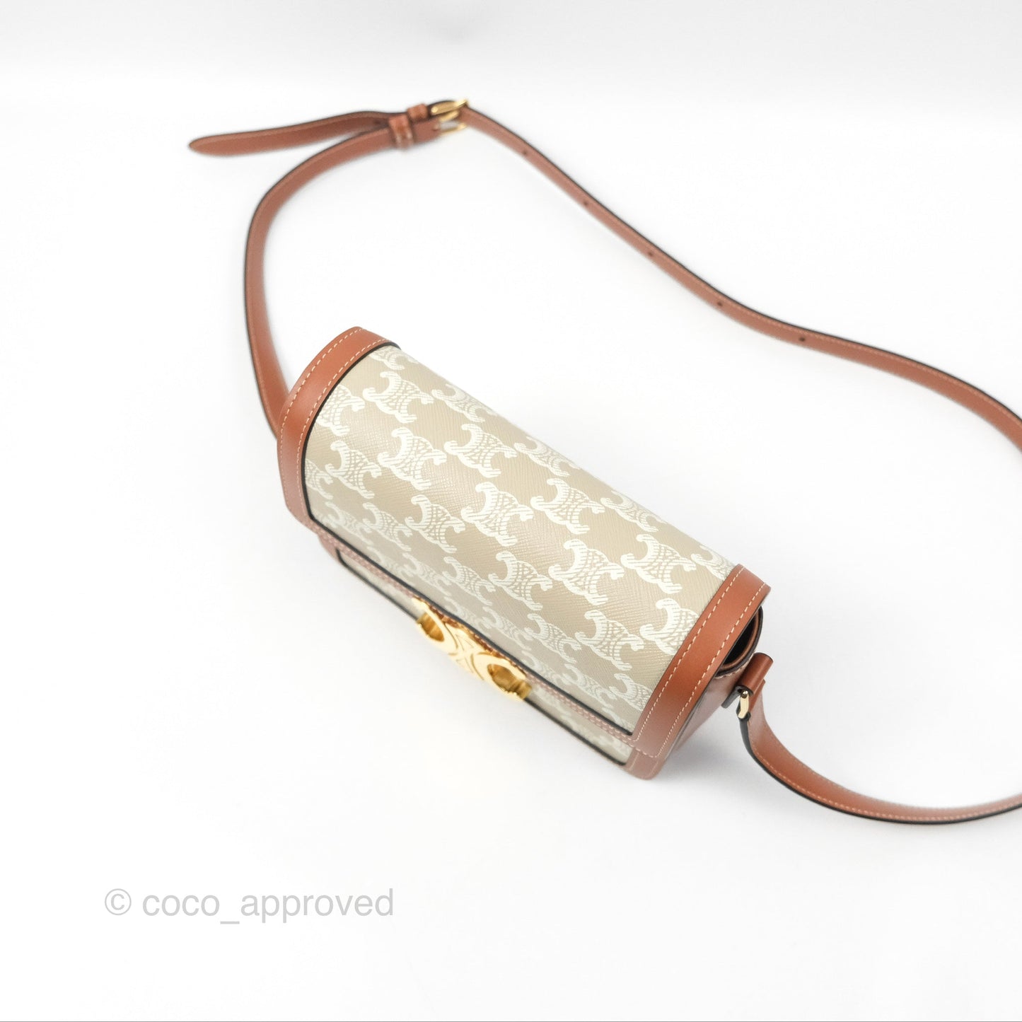 Celine Teen Triomphe Bag Triomphe Canvas Grege Calfskin
