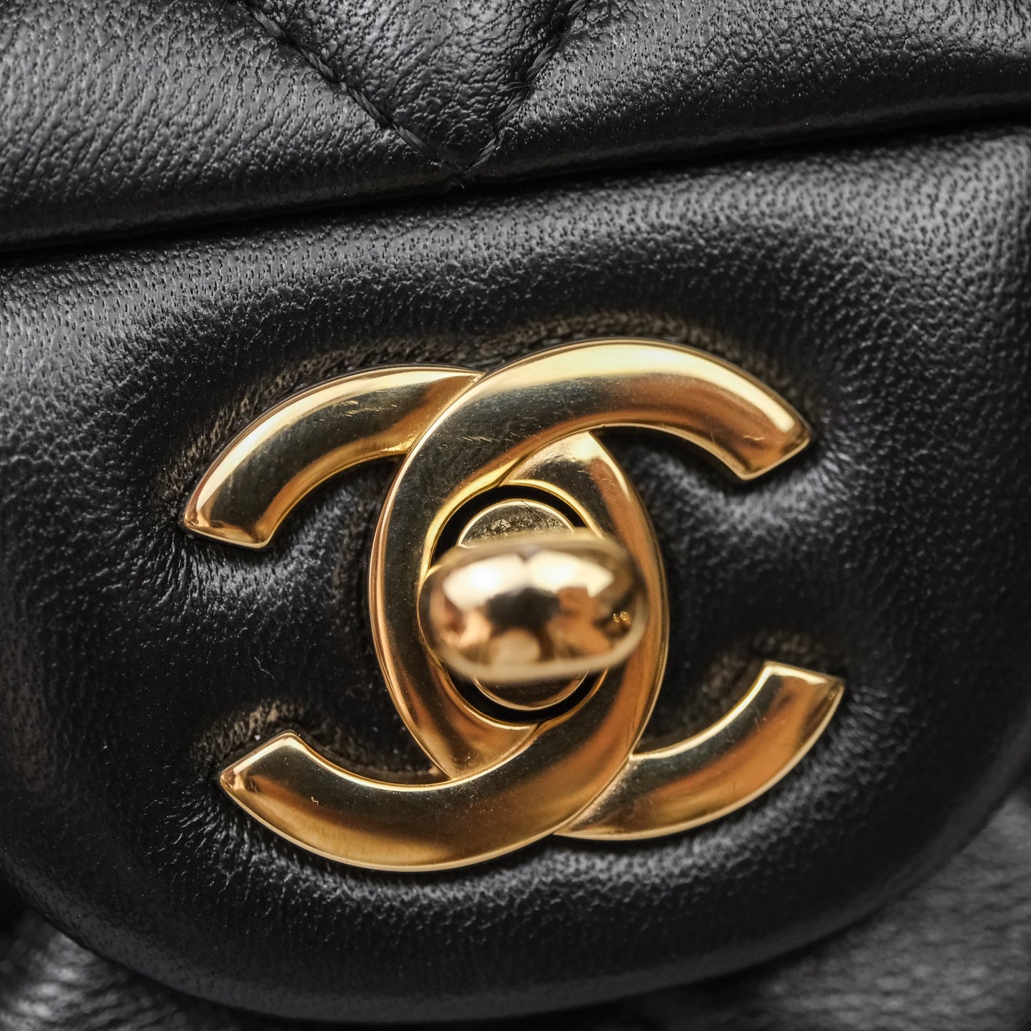 Chanel Quilted Mini Rectangular Black Lambskin Gold Hardware