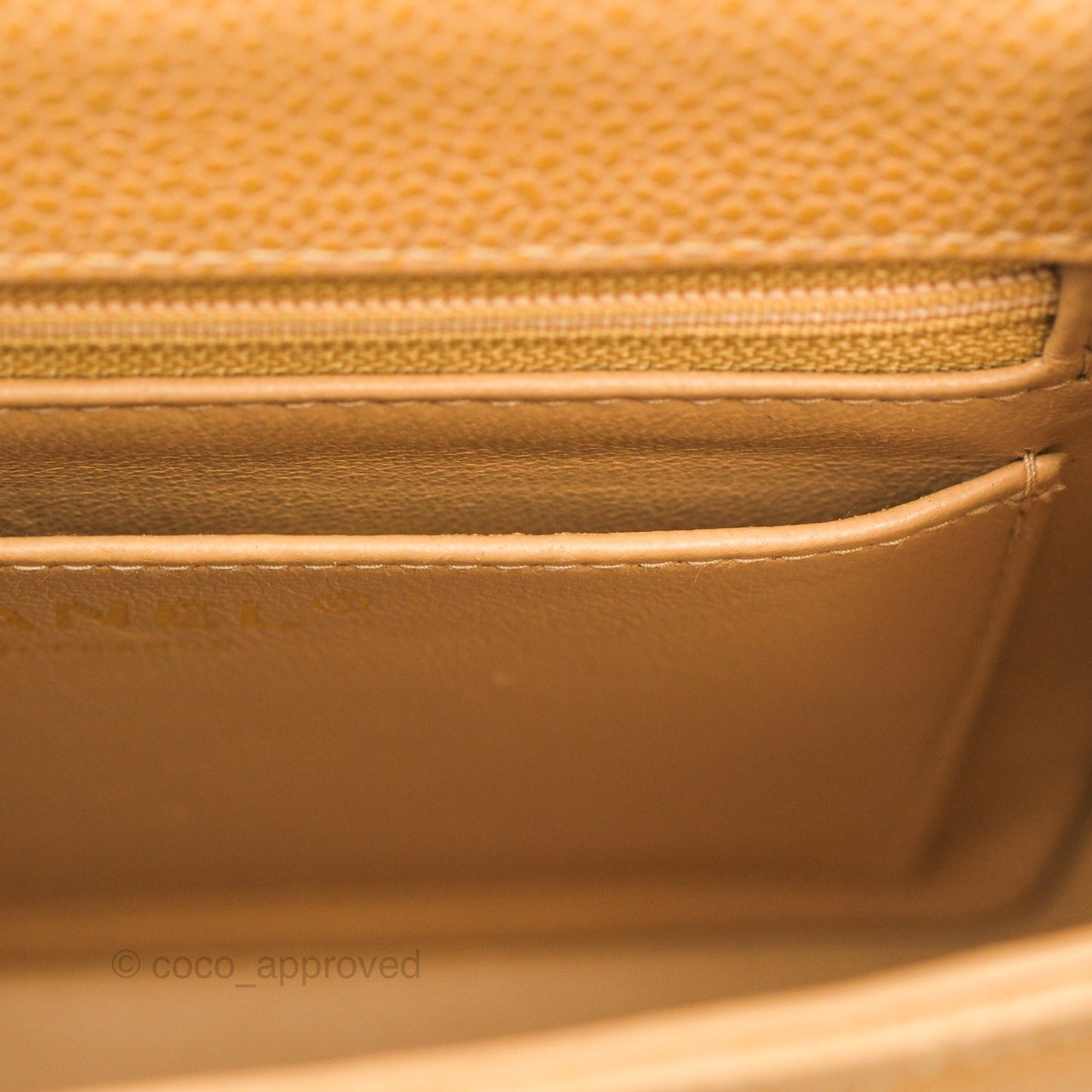 Chanel Quilted Vintage Mini Square Flap Beige Caviar 24K Gold Hardware