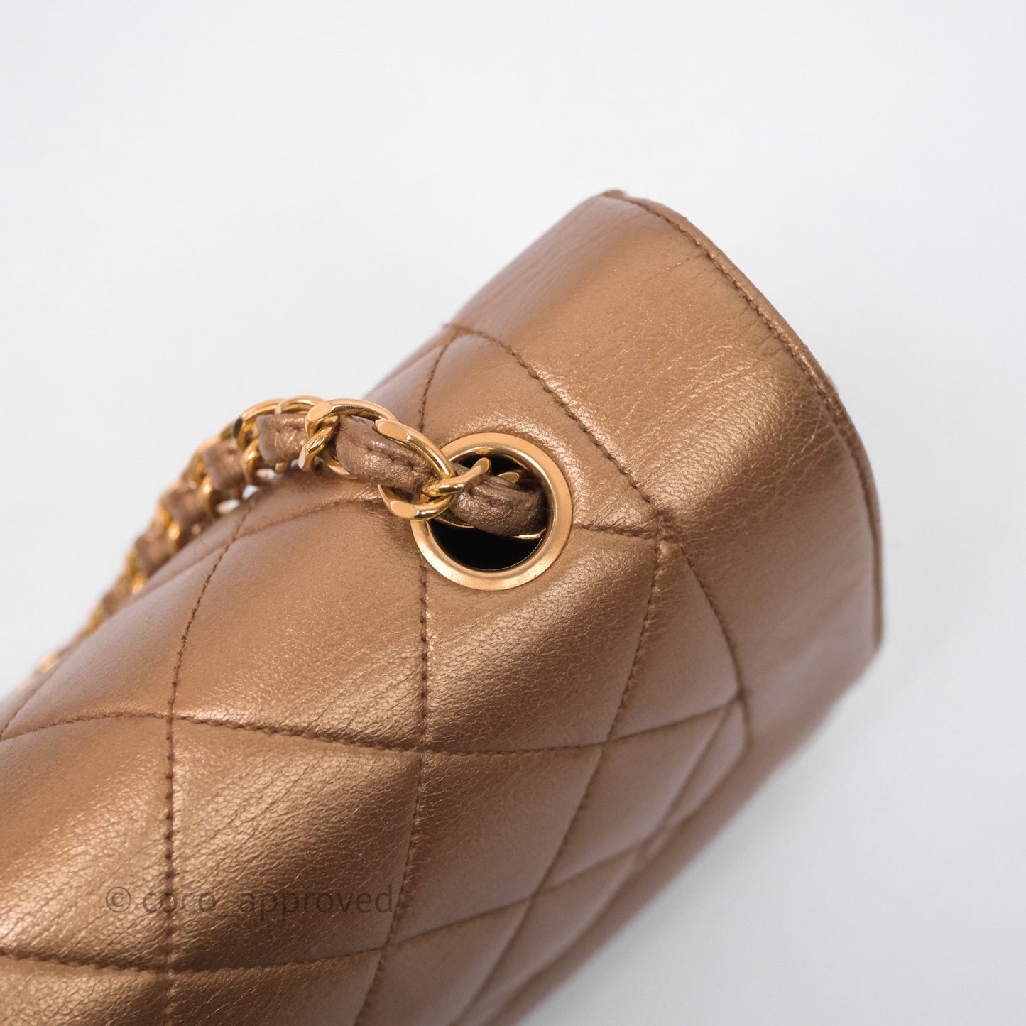 Chanel Vintage Small Quilted Classic Diana Flap Bag Gold Lambskin 24K Gold Hardware