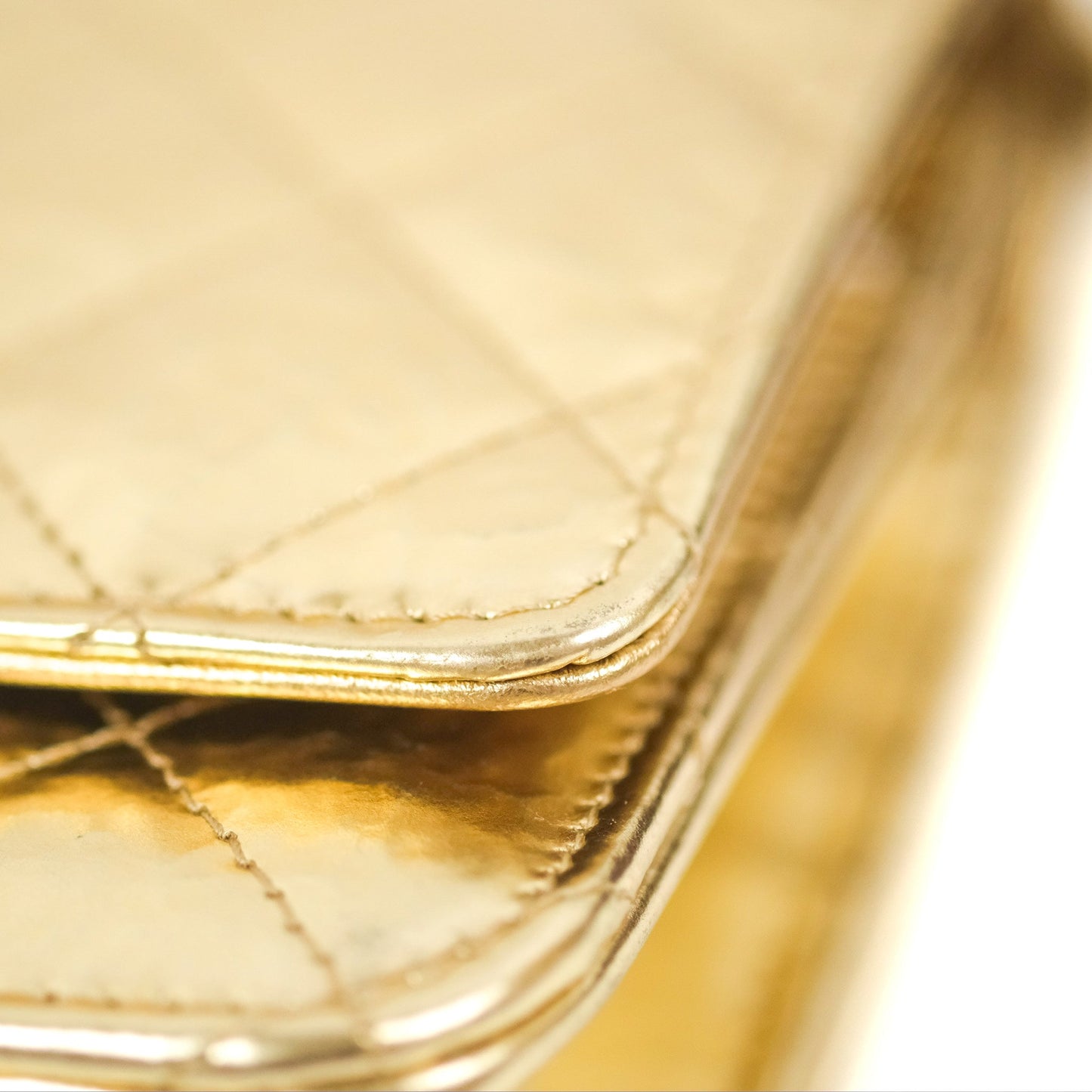 Chanel Quilted Classic Wallet on Chain WOC Metallic Gold Calfskin Gold Hardware