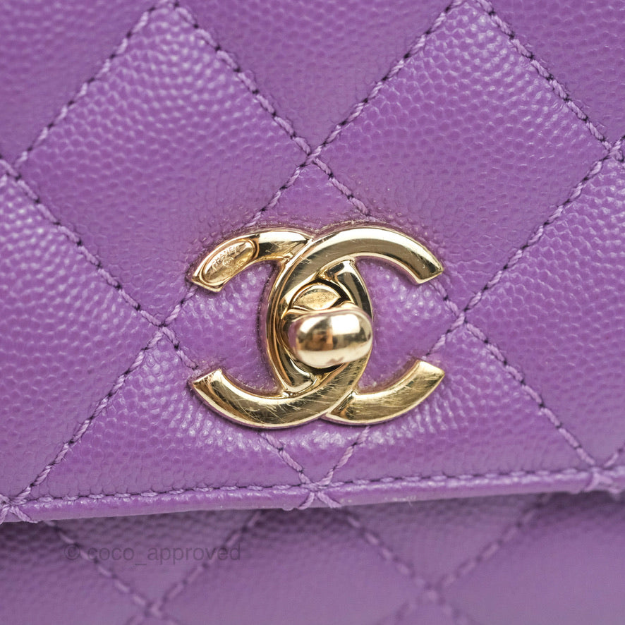 Chanel Mini Coco Handle Quilted Purple Caviar Gold Hardware