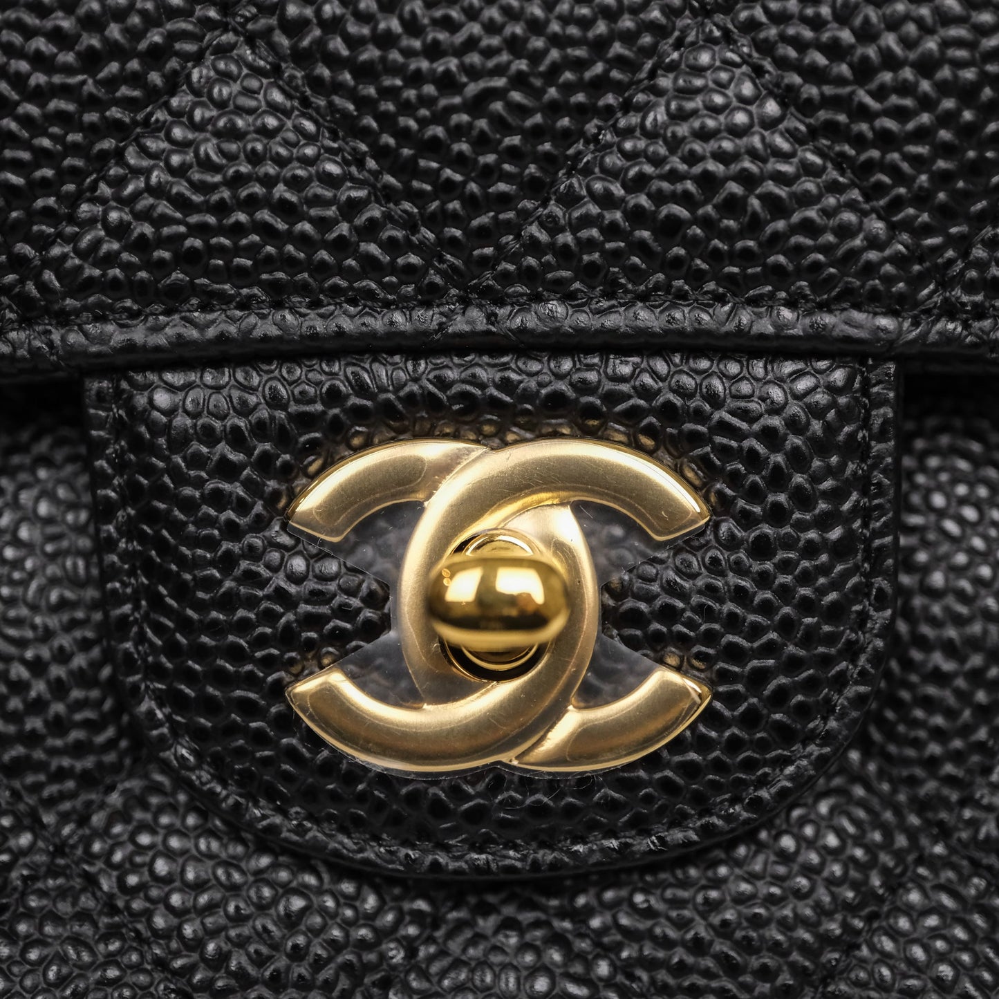 Chanel Classic M/L Medium Flap Quilted Black Caviar Gold Hardware