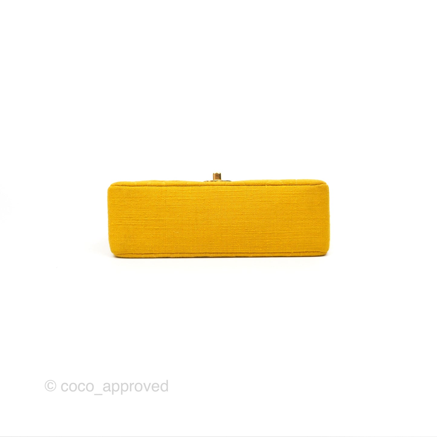 Chanel Vintage Small Classic Diana Flap Bag Yellow Linen Fabric 24K Gold Hardware