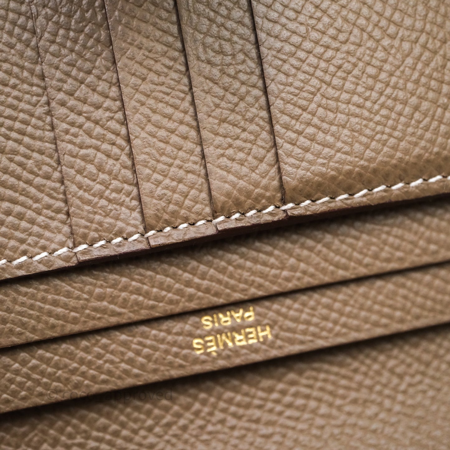 Hermès Bearn Compact Wallet Etoupe Epsom Gold Hardware