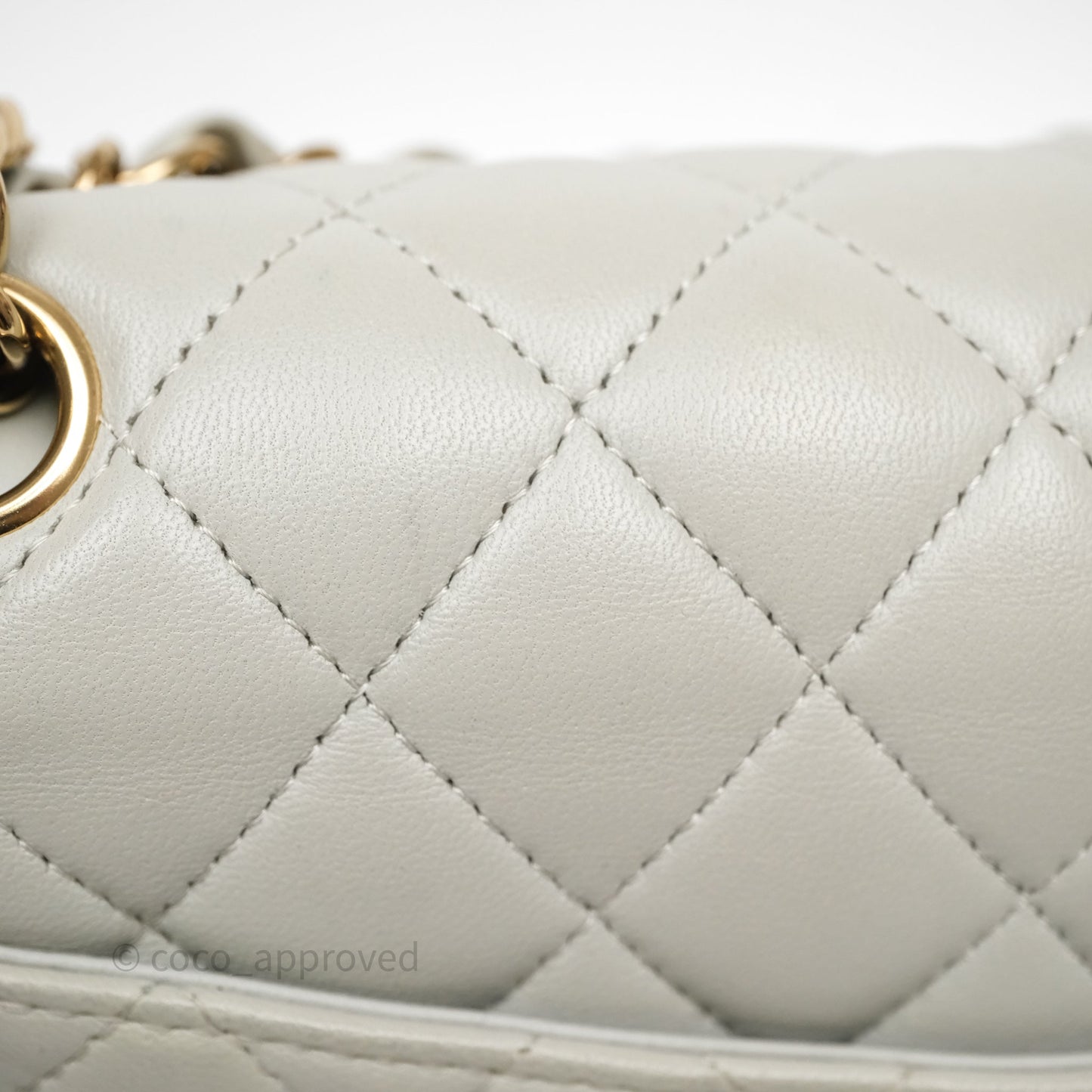 Chanel Small Classic Flap Quilted Grey Lambskin Gold Hardware