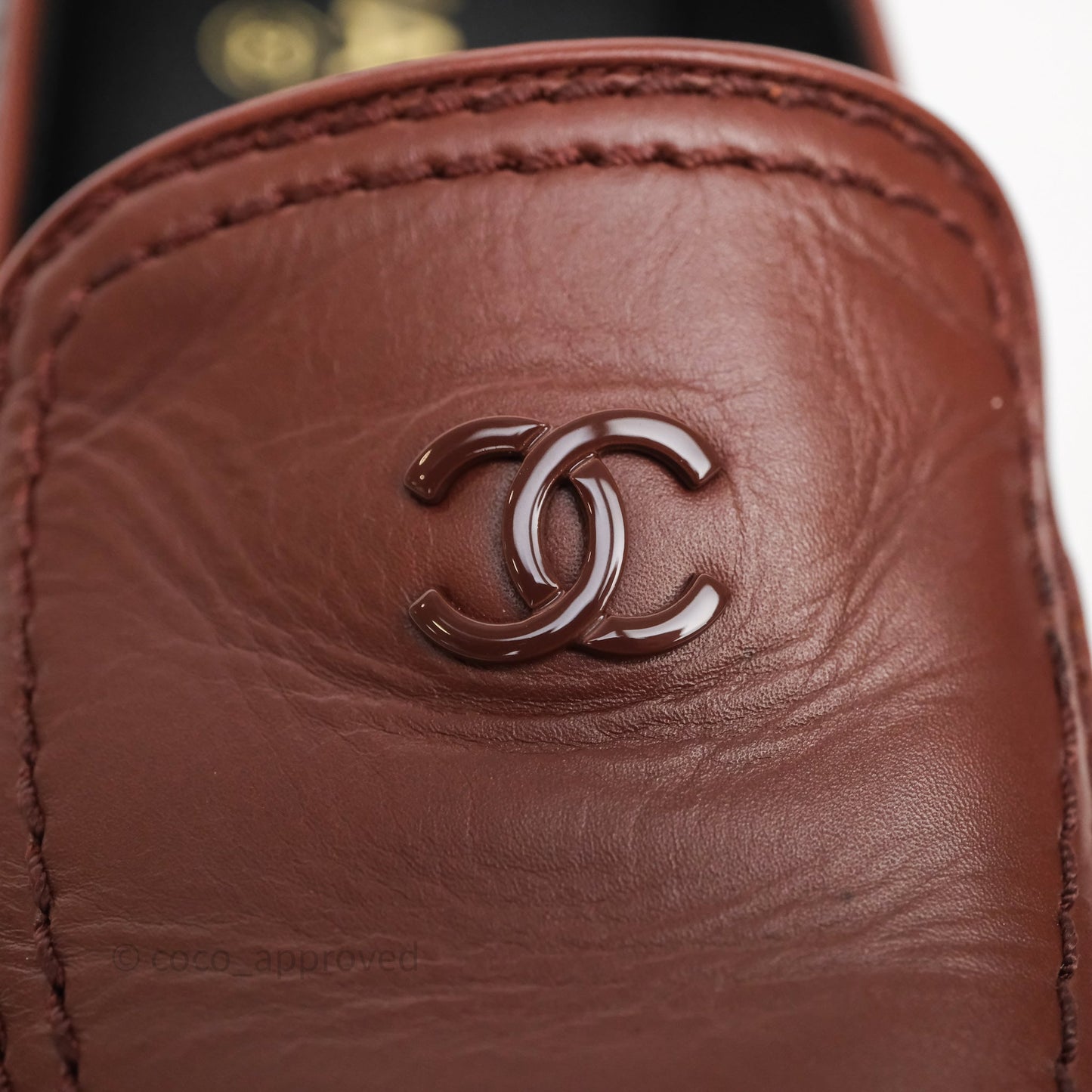 Chanel CC Loafers Black/ Brown Calfskin Size 35.5