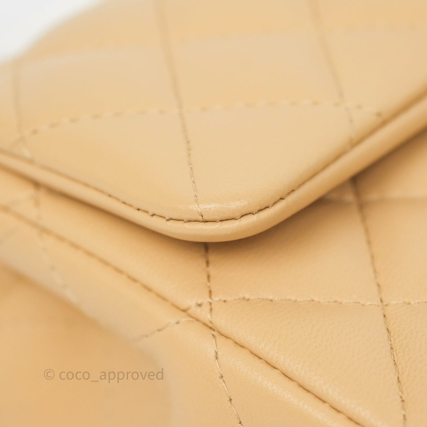 Chanel Mini Rectangular Quilted Beige Lambskin Gold Hardware