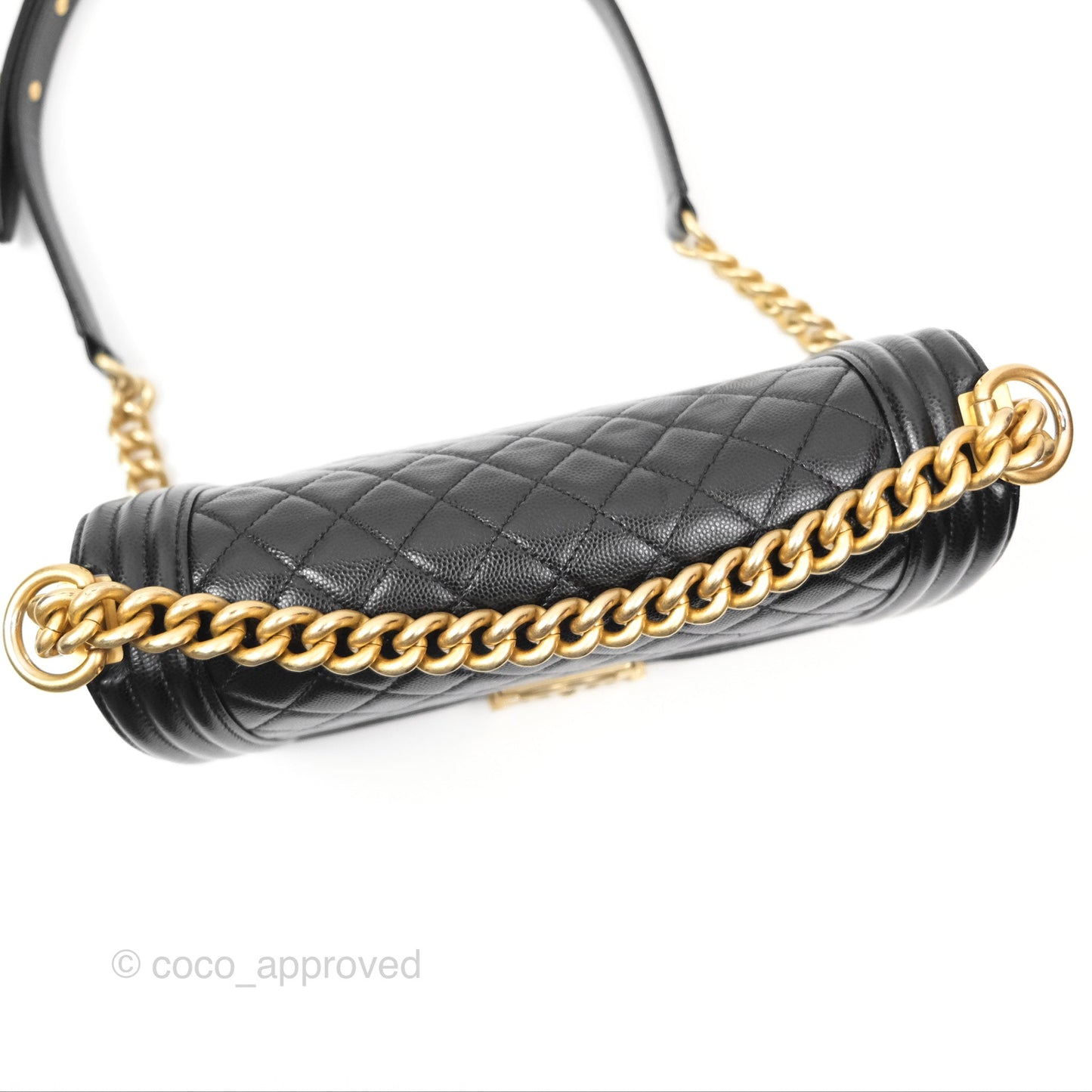Chanel Quilted Medium Boy Black Caviar Aged Gold Hardware