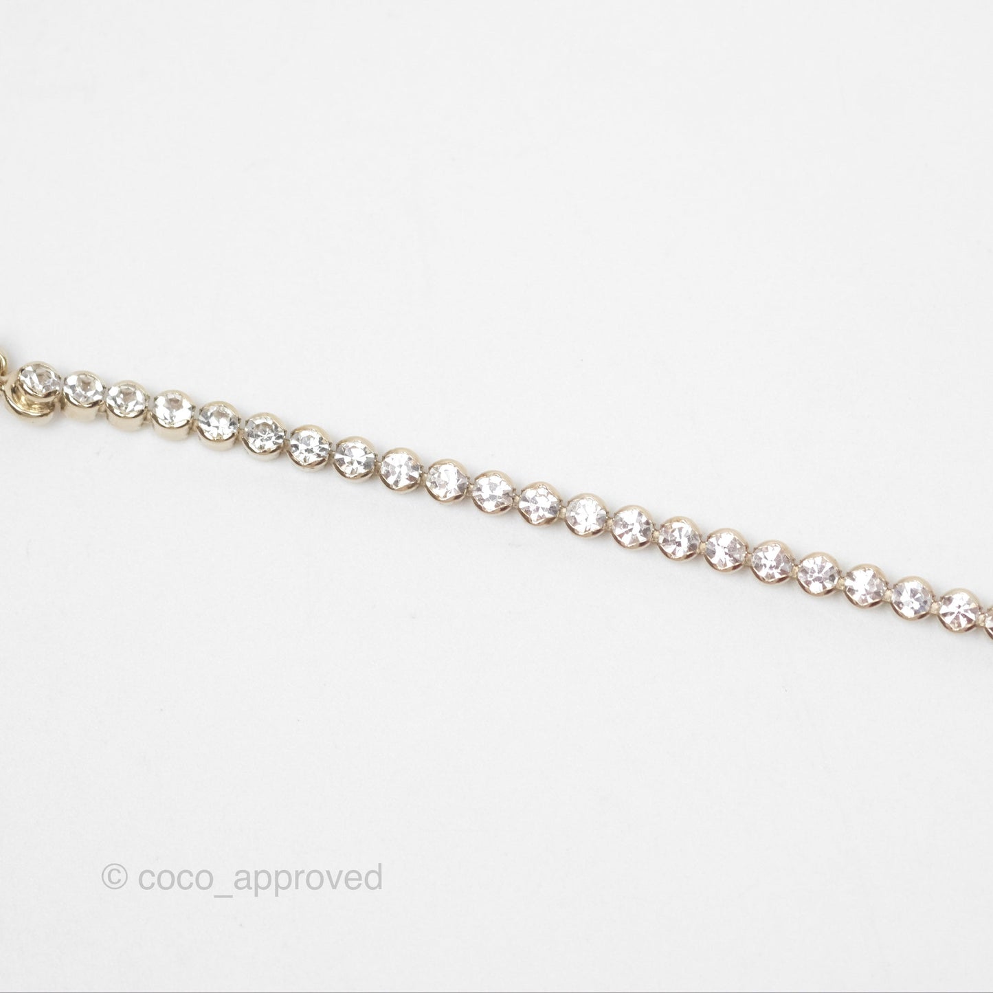 Chanel CC Crystal Chain Choker Necklace Gold Tone 21S