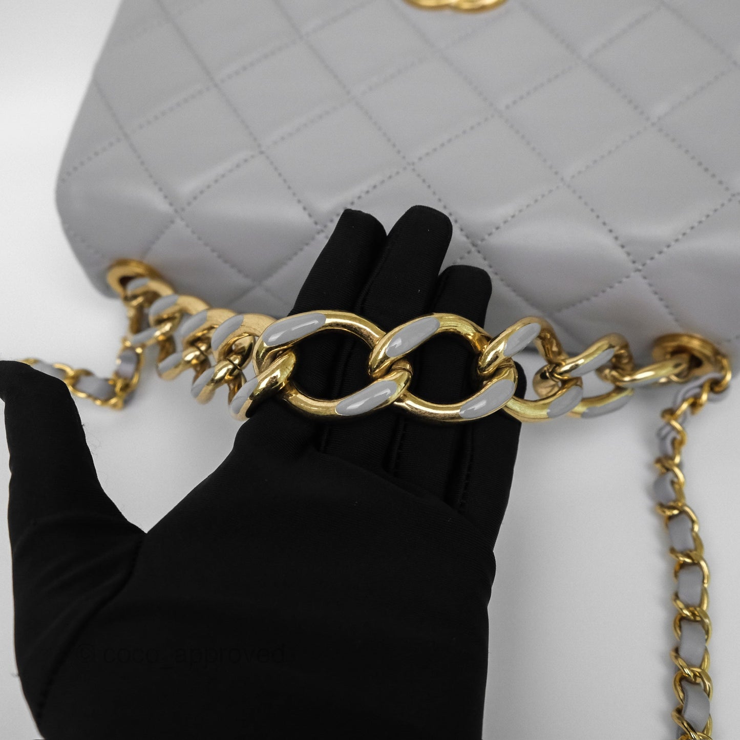 Chanel Medium Color Match Flap Grey Lambskin Aged Gold Hardware 22A