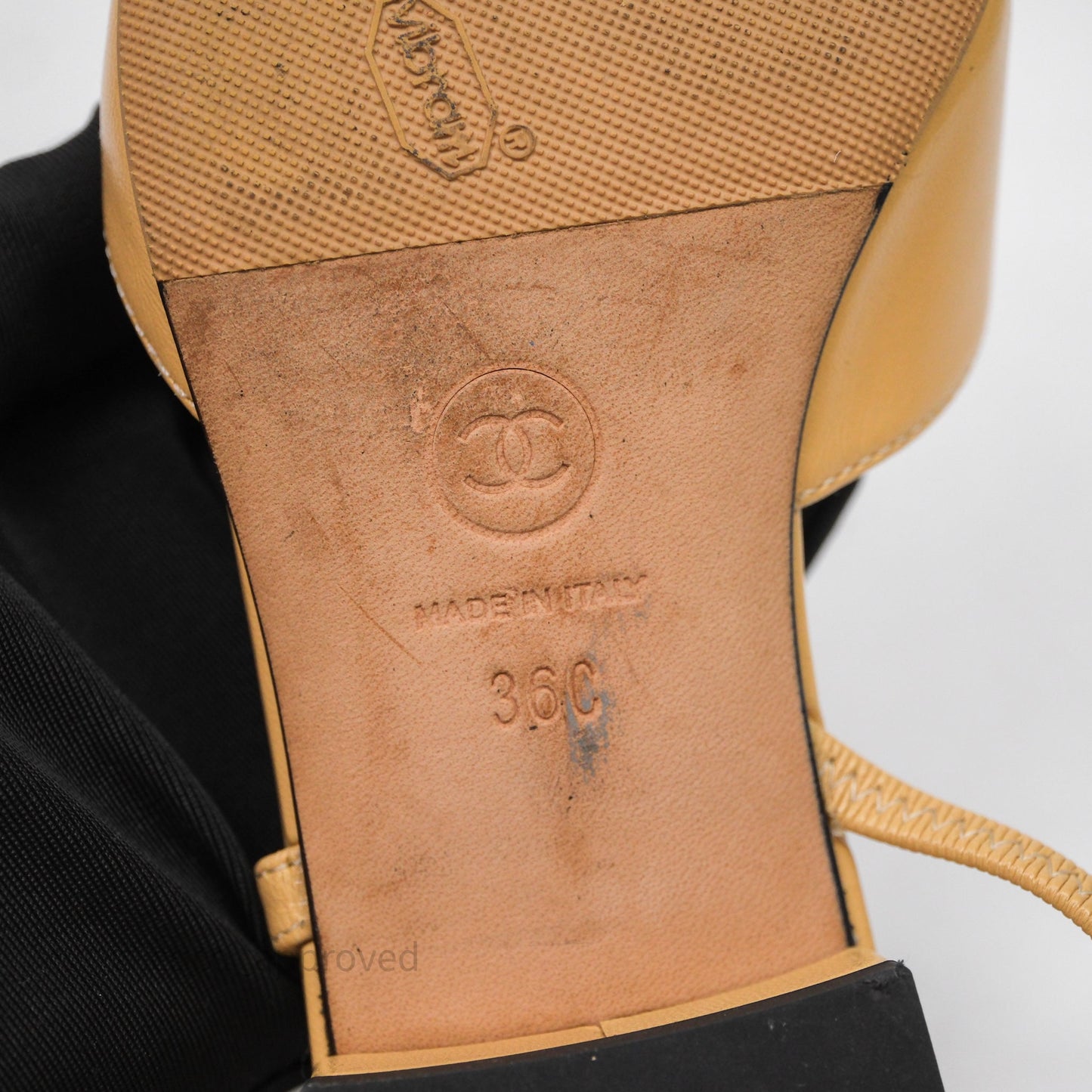 Chanel Classic Slingback Flats Beige Black Size 36