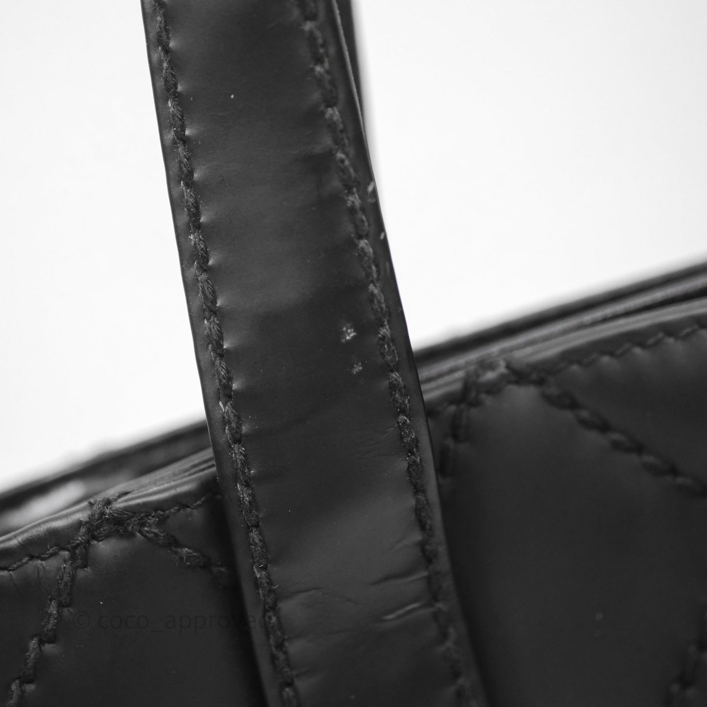 Chanel Vintage Quilted CC Tote Bag Matte Black Calfskin Gold Hardware