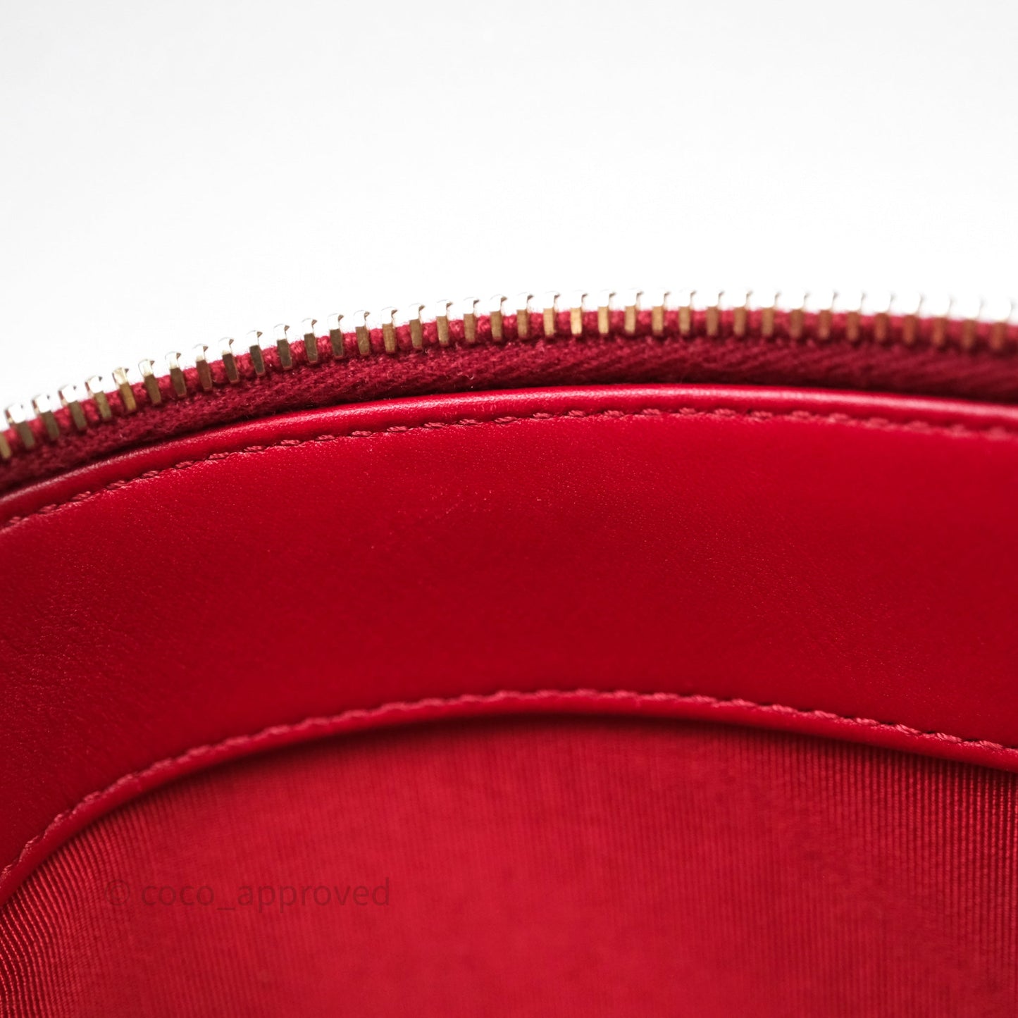 Chanel CC Vanity Case Red Calfskin Aged Gold Hardware