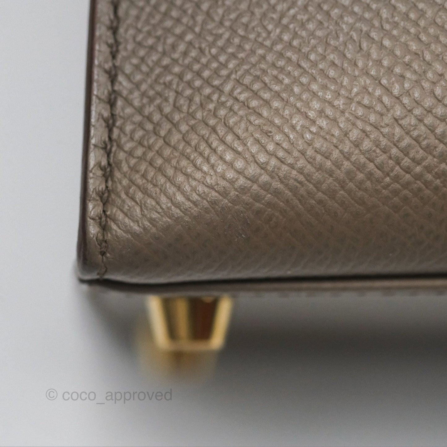 Hermès Kelly Sellier 28 Gris Etain 8F Epsom Gold Hardware