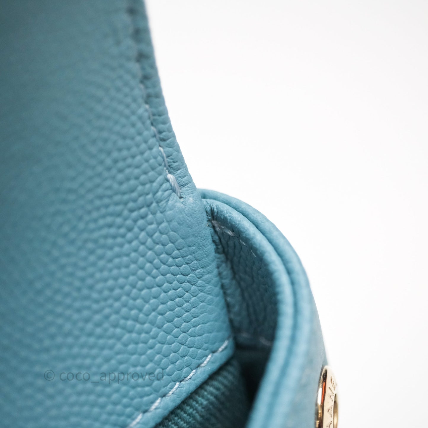 Chanel Small Quilted Business Affinity Flap Caviar Blue Gold Hardware
