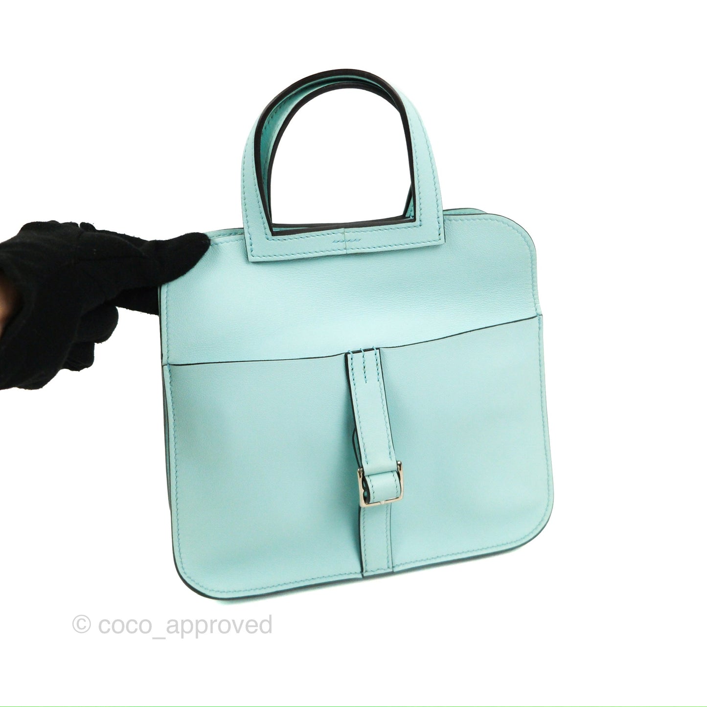 Hermès Halzan 22 Mini Aqua Swift Palladium Hardware