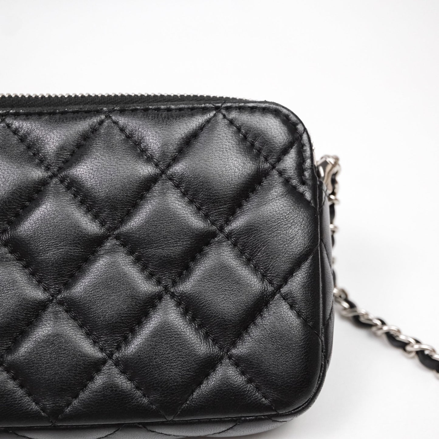 Chanel Clutch with Chain Black Lambskin Silver Hardware