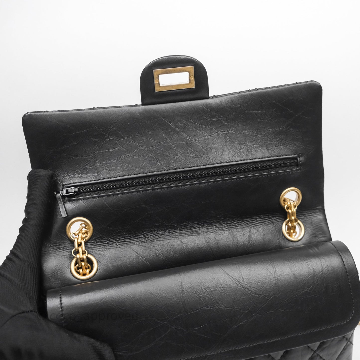 Chanel Reissue 225 Quilted Aged Calfskin Black Aged Gold Hardware
