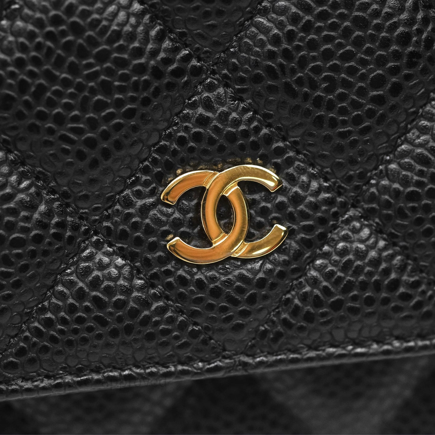 Chanel Classic Quilted Wallet On Chain WOC Black Caviar Gold Hardware