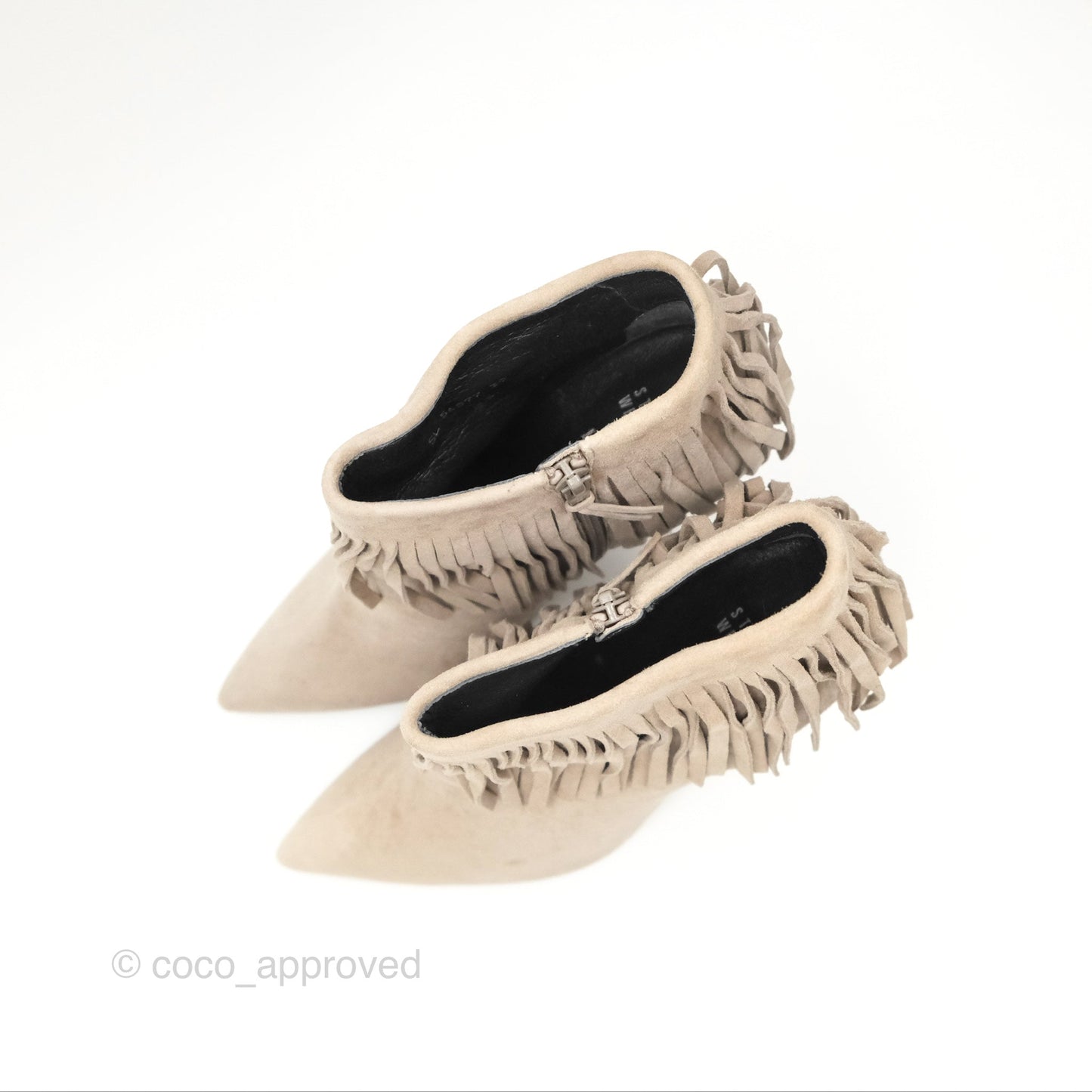 Stuart Weitzman Fringe Times Grey Suede Ankle Boots Size 39