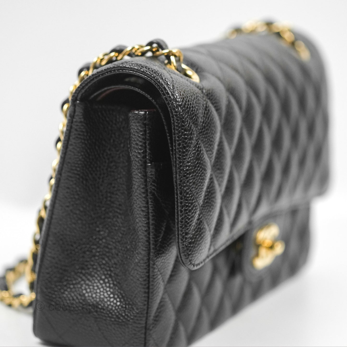 Chanel Classic M/L Medium Flap Quilted Black Caviar Gold Hardware