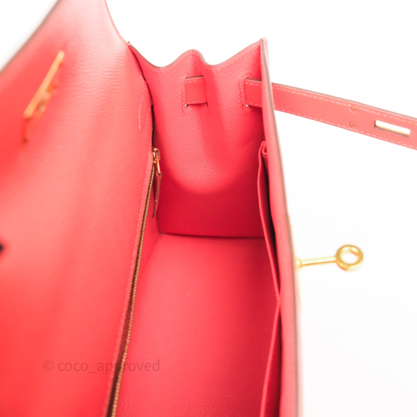 Hermès Sellier Kelly 28 Rose Jaipur Epsom Gold Hardware