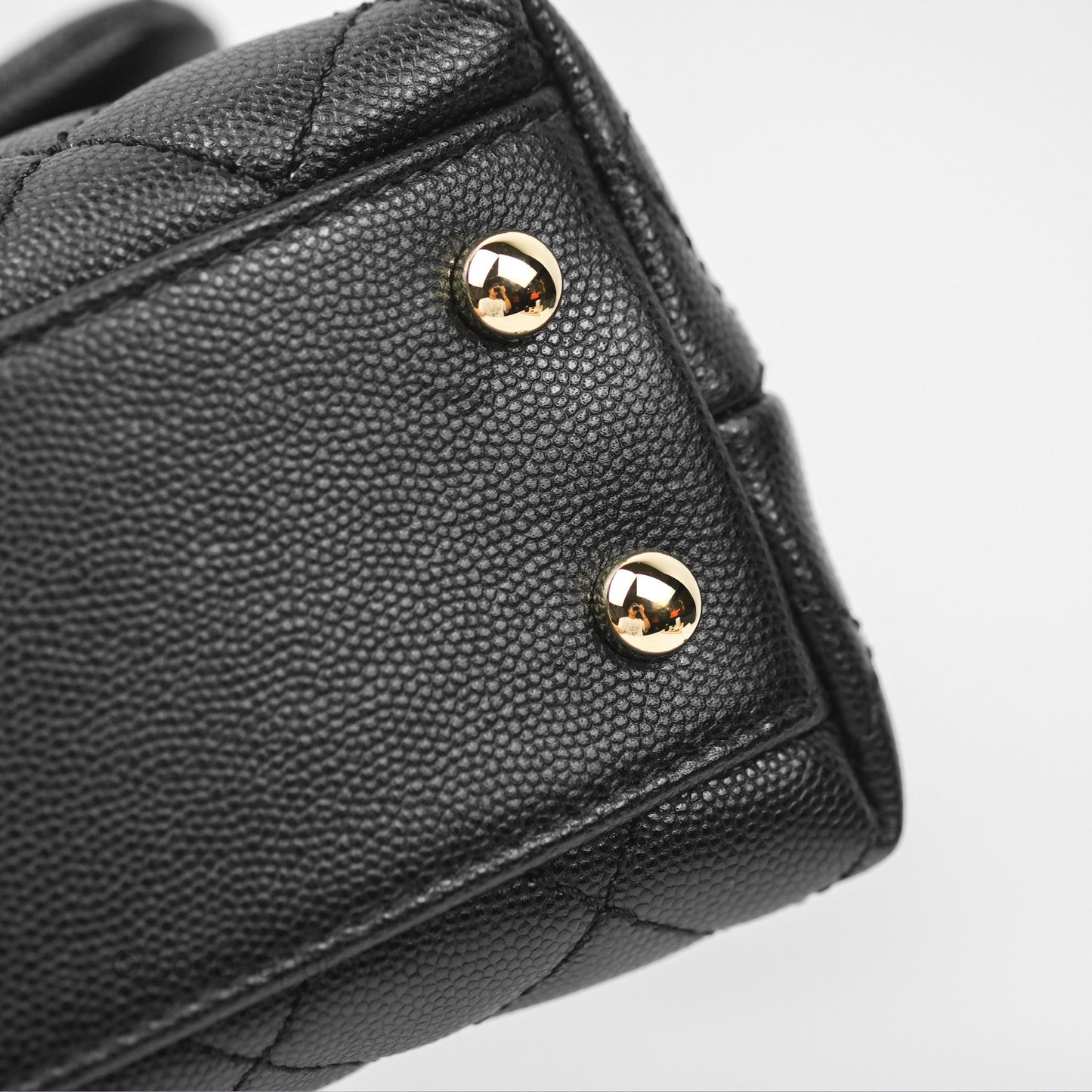 Chanel Small Quilted Coco Handle Black Caviar Gold Hardware