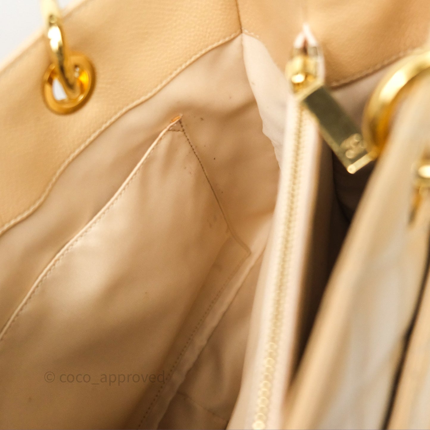 Chanel GST Beige Caviar Gold Hardware