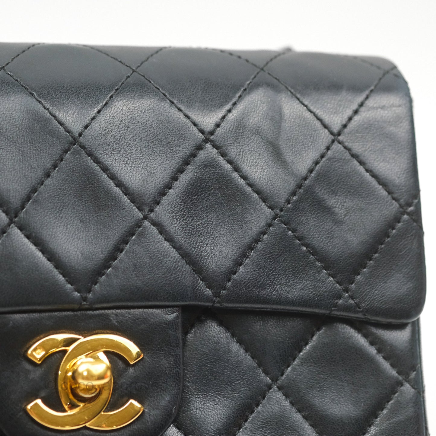 Chanel Vintage Mini Square Black Lambskin 24K Gold Hardware