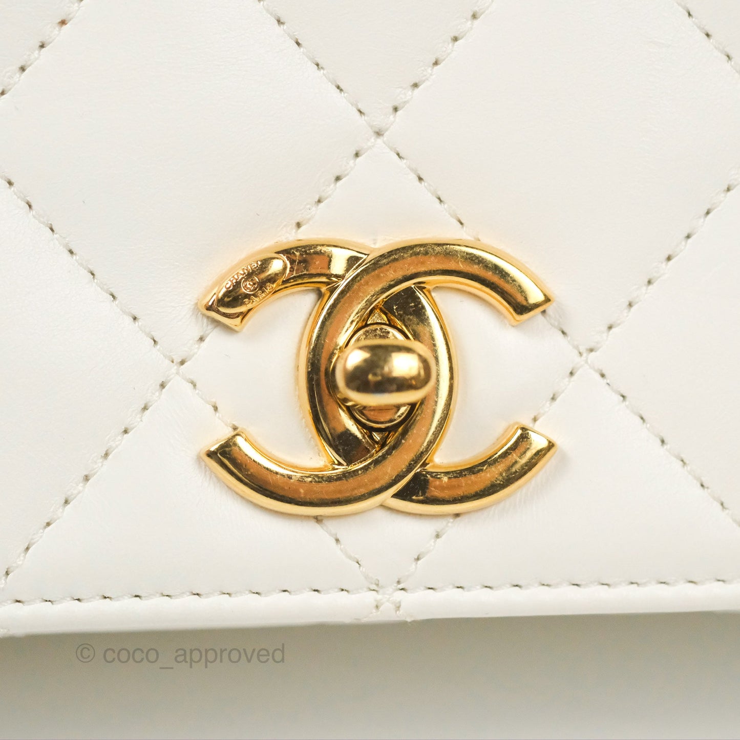 Chanel Mini Flap Bag with Enamel Charm Chain White Lambskin Gold Hardware