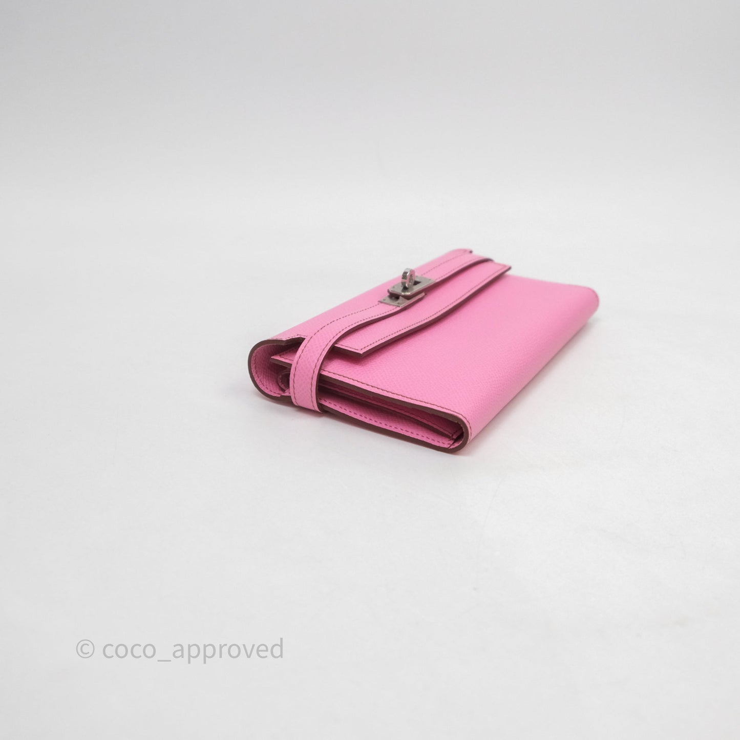 Hermès Kelly Wallet Bubblegum Epsom Palladium Hardware