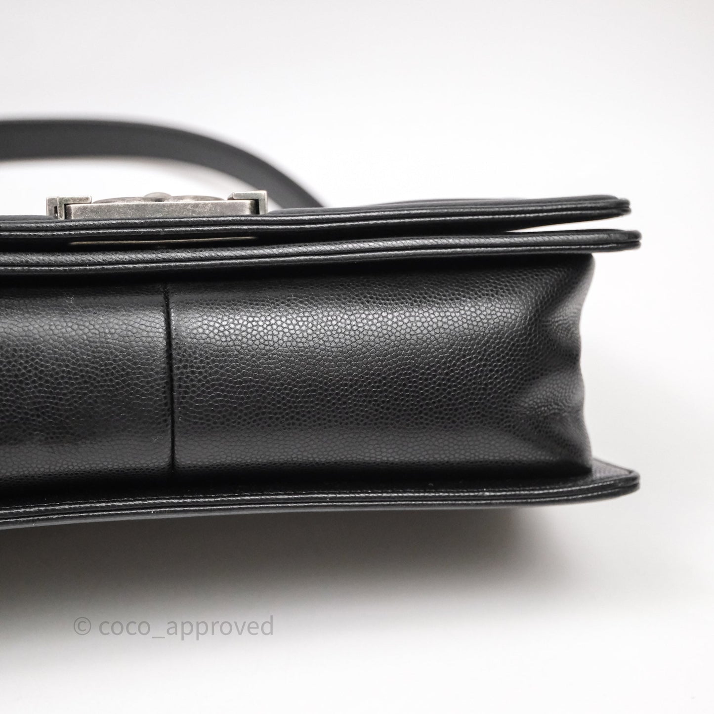Chanel Medium Boy Chevron Black Caviar Ruthenium Hardware