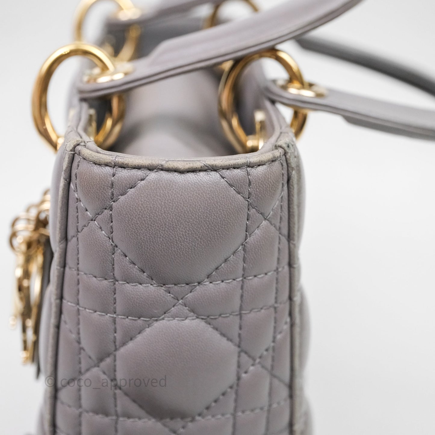 Christian Dior Small Lady Dior My ABCDior Bag Stone Gray Cannage Lambskin