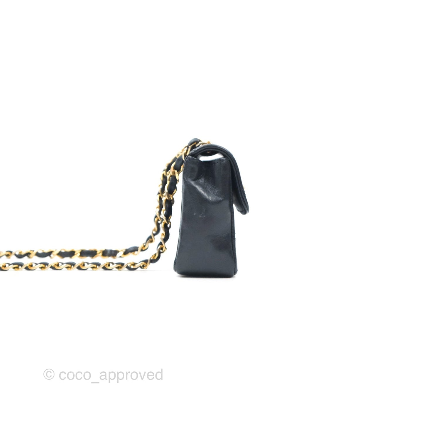 Chanel Mini Dark Navy Lambskin Flap Shoulder Bag 24K Gold Hardware