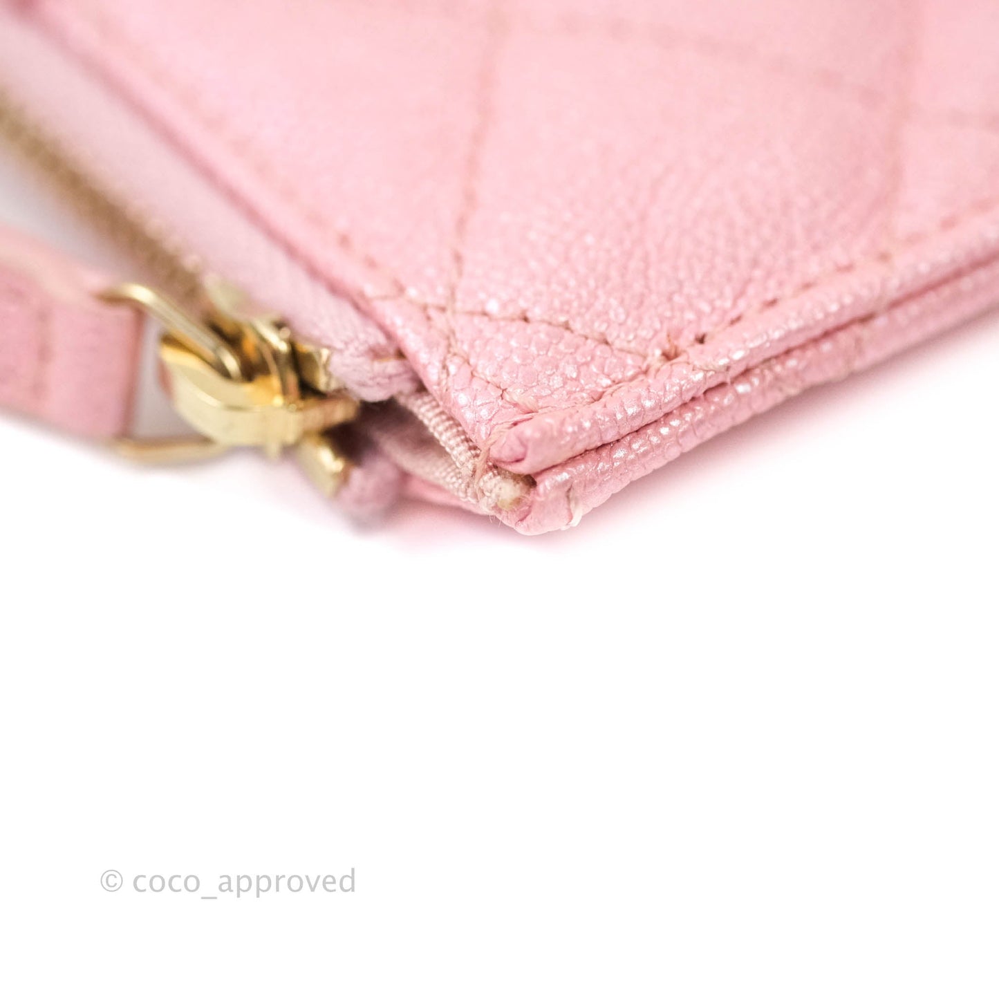 Chanel Classic Flat Iridescent Pink Caviar Wallet Pouch Gold Hardware 19S