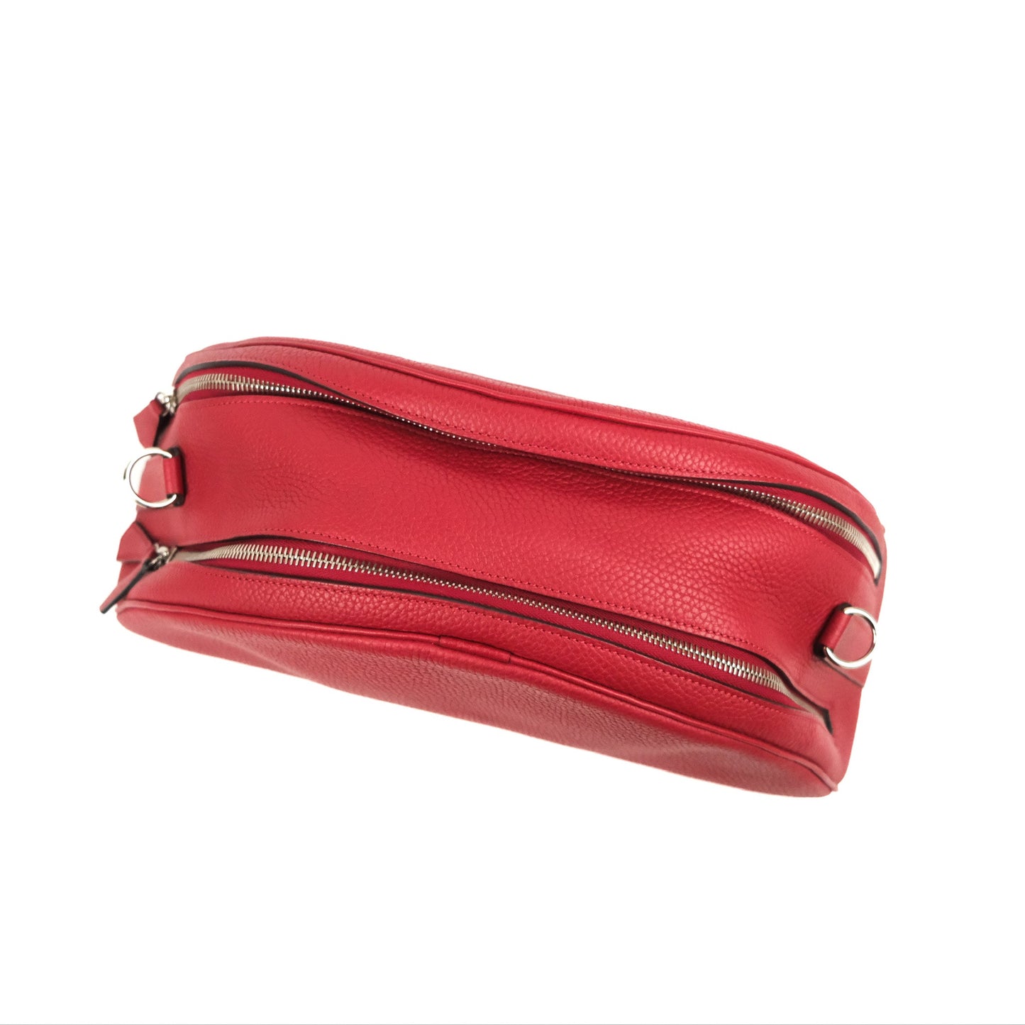 Moynat Swing Bag Red Grained Leather Silver Hardware