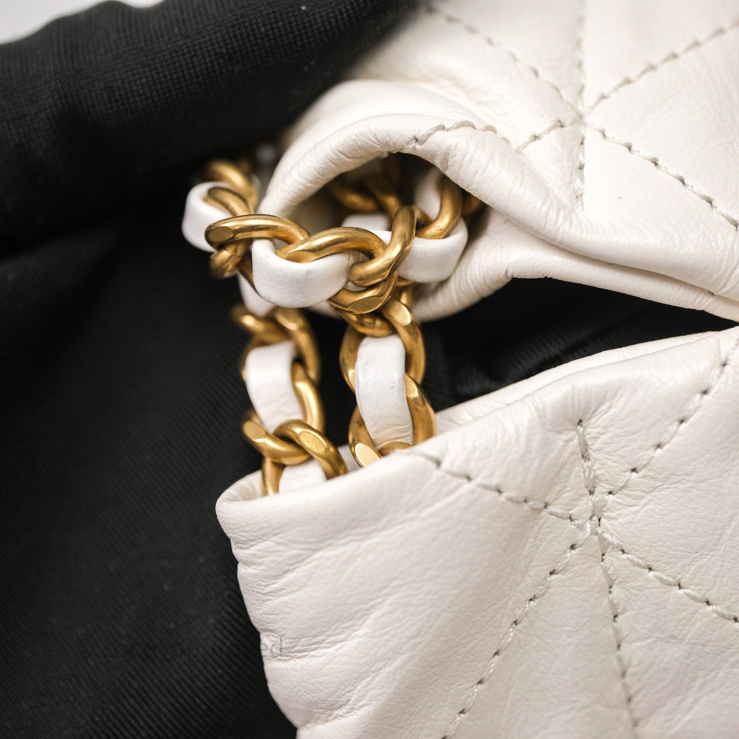 Chanel 22 Mini Bag White Calfskin Aged Gold Hardware