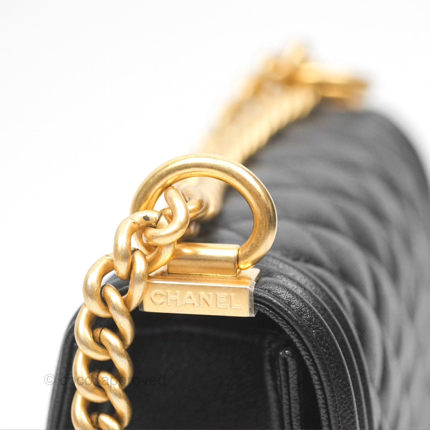 Chanel Boy Messenger Bag Black Caviar Aged Gold Hardware