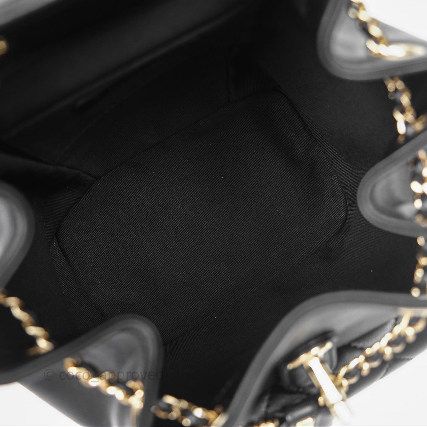Chanel Small Duma Drawstring Backpack Black Lambskin Gold Hardware