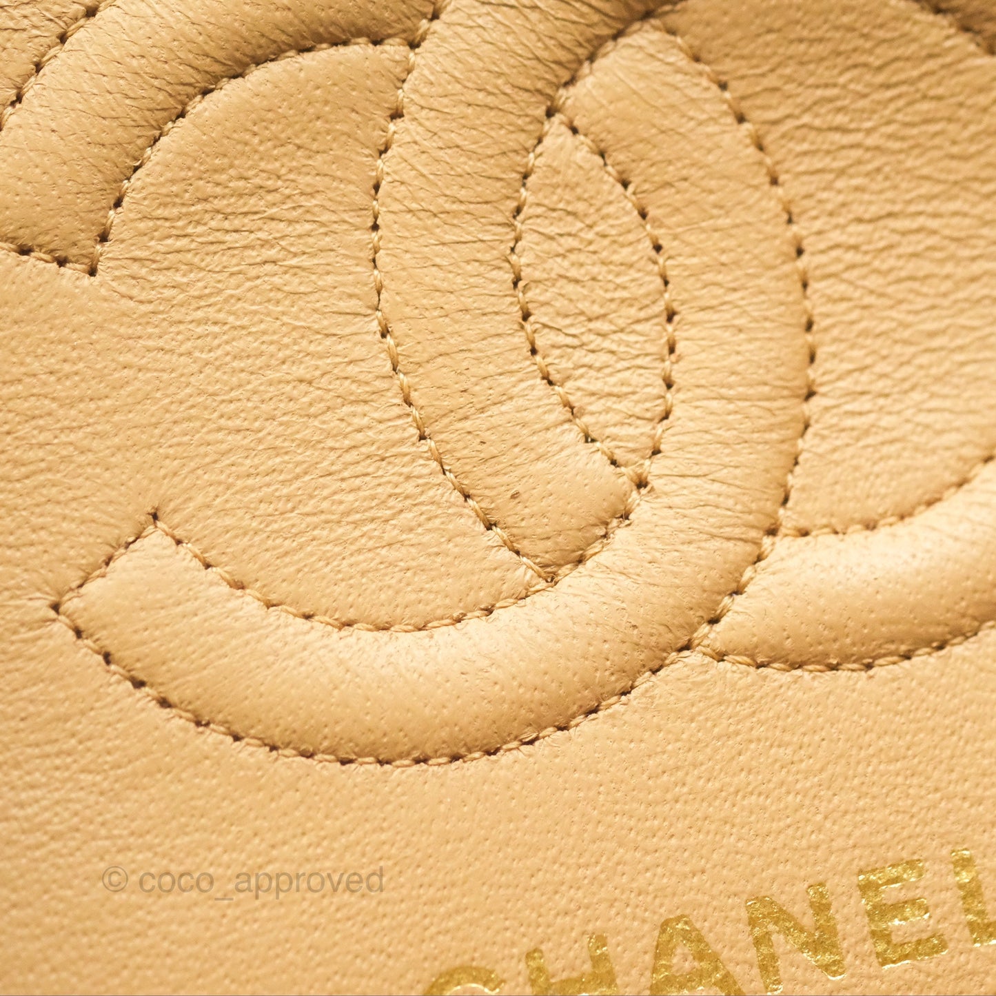 Chanel Vintage Small Classic Flap Beige Lambskin 24K Gold Hardware